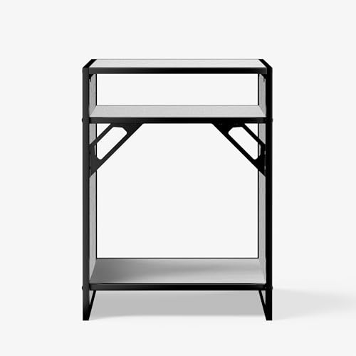 Metal Aquarium Stand for 30 Gallon Fish Tank, Washed Oak | 60x45x80cm; 3-tier metal frame, wood shelves - color: Washed Oak Wood, size: W23.6 x D17.7 x H31.5 in(60X45X80cm)
