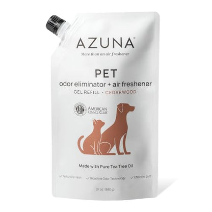 Azuna Pet Odor Eliminator for Strong Odor Gel | Pet Safe | 24oz Refill | Plant Powered | Dog and Cat Room Deodorizer | Pet Safe Air Fresheners for home | Cedarwood | Refill Only | Long Lasting - size: 24 Fl Oz (Pack of 1)