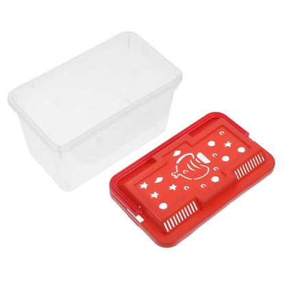 POPETPOP Portable Turtle Transport Container and Travel Fish Tank, Plastic Aquarium with Handle, Medium Red Fish Breeding Box Suitable for Reptiles, Hamsters, and Small Pets