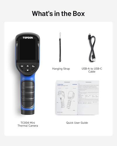 TOPDON TC004 Mini Thermal Imaging Camera, 240 x 240 TISR Resolution | 15H Battery Life, 25Hz Handheld Infrared Camera with High/Low Temp Alerts, Auto Shutdown, 128 x 128 IR Resolution, Blue