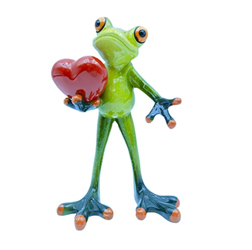 VVGIFTS Frog Figurines Cute Craft Resin Frog Statue for Home Bathroom Decor - color: Frog Holding Heart