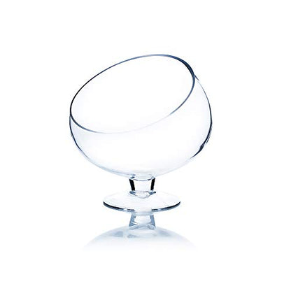 WGV Slant Cut Bowl Glass Vase with Stand, Width 6.5", Height 7", Clear Planter Terrarium, Candy Dish, Fruit Jar for Wedding Party Event, Home Office Decor, 1 Piece - size: Pedestal 7"H