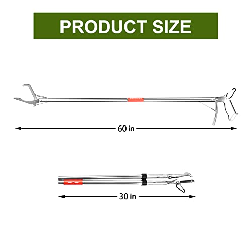 Snake Grabber Professional All Aluminum Alloy Rattle Snake Catcher Tool Wide Jaw Handling Window Opener Pole Tool with Lock Snake Tongs 2pcs 60 Inch - style: 2pcs60
