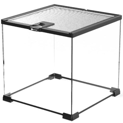 Reptile Float Glass Growth Tank, Transparent Reptile Terrarium with Wiring Hole, Eco Rainforest Feeding Box, Reptile Breeding Box Suitable for Stacking, Top Screen Ventilation Escape Proof Lid, - color: H