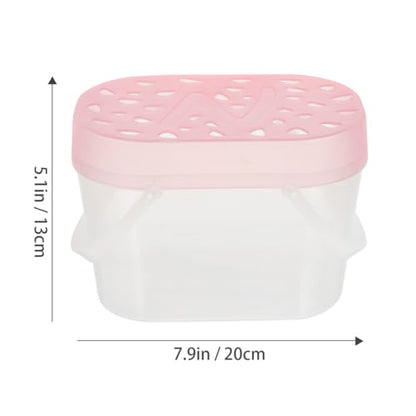 Beavorty 2pcs Portable Hamster and Turtle Carrier Boxes, Medium Size Pink Plastic Reptile Containers for Outdoor Travel and Handheld Small Pet Cages