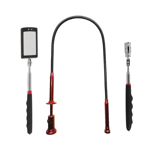 Telescopic Inspection Mirror with LED Light 20lb Telescopic Magnetic Pickup Tool Magnets Extendable Mechanic Tool for Automotive and Shower Use,Mirror on a Stick - style: Model-002