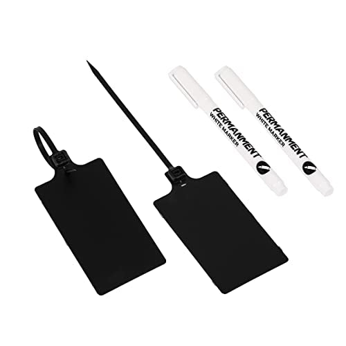 Tenshun 200 Pieces Plastic Tags Waterproof Label Tags Hanging Storage Tags Equipment Tags Seal Tags Plastic Seals Shipping Tags Logistics Use with Four Permanent Marker Pens - color: Black, size: 200 PCS