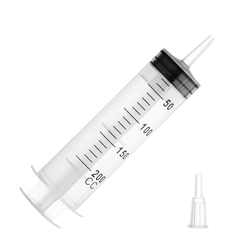 200ml Large Syringes, Individually Sterile Sealed Plastic Syringe for Liquid, Scientific Labs, Measurement, Pet Feeding ,Ink Refilling ,Oil or Glue Applicator(1 Pack) - style: 200ml