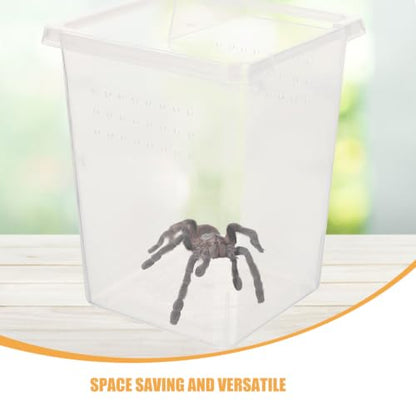 COHEALI 4pcs Transparent Reptile Feeding Boxes with Optimized Ventilation Portable Small Enclosure and Cricket Keeper Cage Versatile Habitat for Gecko Frog Scorpion Easy- Pet Containers