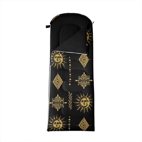 Erosebridal Sugar Skull Kids Sleeping Bag Southwestern Aztec Western Camping Blanket for Hiking Travel Hunting Sleep Bag - color: Black Yellow Gold 2