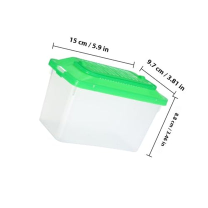 Healifty 2pcs Portable Small Pet Terrarium and Fish Tank with Lid, Plastic Tortoise Tank Breeding Case, Medium Size Handheld Reptile Feeding Container for Turtle Travel and Small Pets