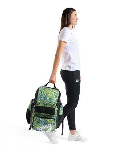 ARENA One Go Swim Backpack Travel Large Size Athletes Sports Equipment Bag 45 Liters - color: Snakeskin Print Green