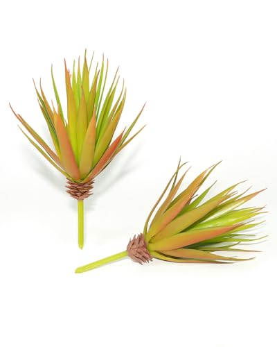 2 Pieces Realistic Artificial Faux Succulent Yucca Vera Greenhouse Small Plants Unpotted for Home Garden Decoration (Autumn Green) - color: Autumn Green