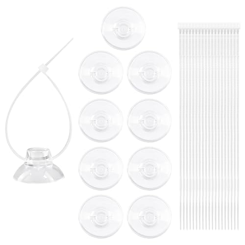 10 PCS 25mm Aquarium Suction Cups and 20 PCS Adjustable Zip Ties Fish Tank Tools for Air Tubes, Moss, Fish and Shrimp Nests, Plants, Reptile Hammocks
