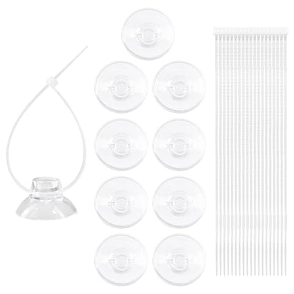 10 PCS 25mm Aquarium Suction Cups and 20 PCS Adjustable Zip Ties Fish Tank Tools for Air Tubes, Moss, Fish and Shrimp Nests, Plants, Reptile Hammocks