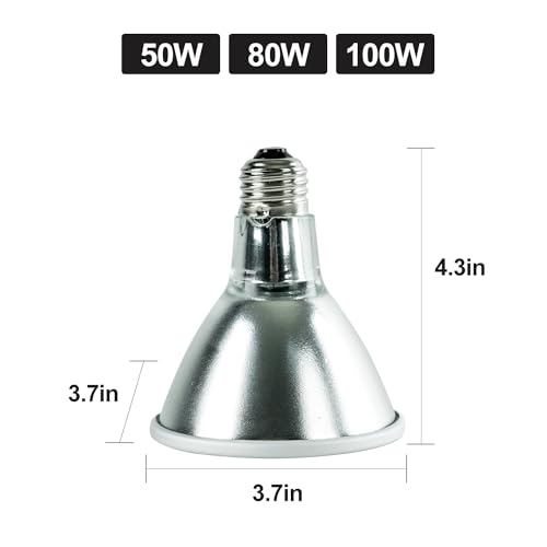 REPTI ZOO Reptile Basking Heat Lamp Bulb, 80W Splashproof Energy Saving Deep Heater Non-Luminous Carbon Infrared Heat Bulb for Reptile Amphibians - style: 80W
