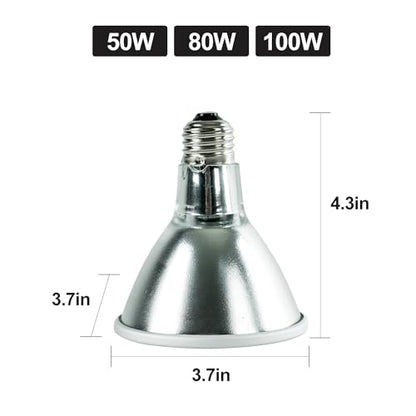 REPTI ZOO Reptile Basking Heat Lamp Bulb, 80W Splashproof Energy Saving Deep Heater Non-Luminous Carbon Infrared Heat Bulb for Reptile Amphibians - style: 80W