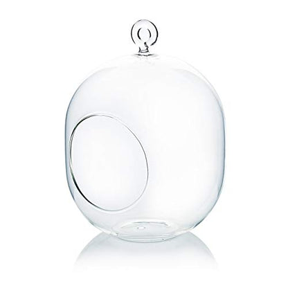 WGV Hanging Glass Plant Terrarium Bulk, Width 5", Height 6", Lantern DIY Air Succulent Planter Clear Tea Light Votive Candle Holder, Wedding Event Office Home Outdoor Decor, 3 Pieces