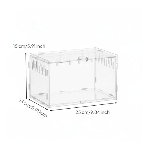 Transparent Reptile Enclosure Through Quality Clear Reptile Habitat Secure Latch Clear Acrylic Terrarium for Arachnid Enthusiasts, 25-15-15 - style: 25-15-15