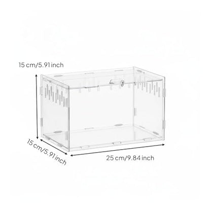 Transparent Reptile Enclosure Through Quality Clear Reptile Habitat Secure Latch Clear Acrylic Terrarium for Arachnid Enthusiasts, 25-15-15 - style: 25-15-15