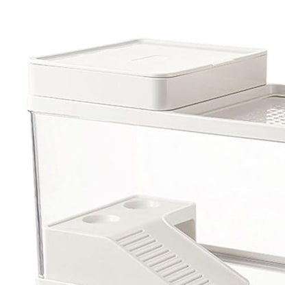 Aquarium Accessories for S, Transparent Multi-Function Drainage System for Terrarium, Bearded Dragon, Terrapin, Small Reptile, White