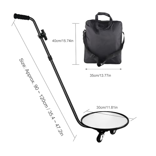 Under Vehicle Inspection Mirror with Light, Under Car Mirror 12 Inch Adjustable Angle Telescoping Handle Magnifying Vehicle Security Tool, Portable Convex Search Mirror with Carry Bag
