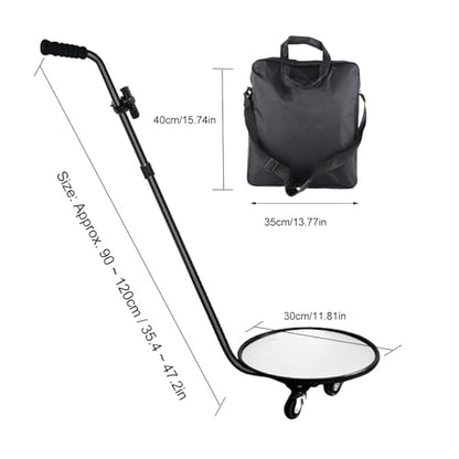 Under Vehicle Inspection Mirror with Light, Under Car Mirror 12 Inch Adjustable Angle Telescoping Handle Magnifying Vehicle Security Tool, Portable Convex Search Mirror with Carry Bag