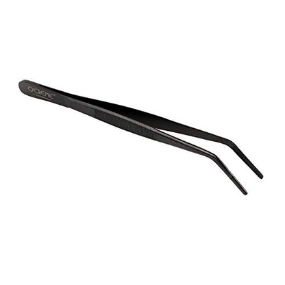O'Creme Stainless Steel Precision Kitchen Culinary 8 Inch Tweezer Tongs (8" Curved, Black) - color: Black, size: 8" Curved