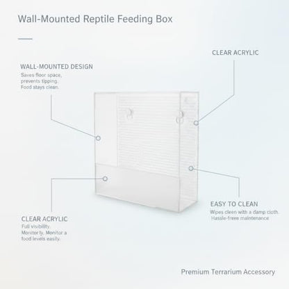 Clear Acrylic Wall-Mounted Feeding Dish with Suction Cups for Glass Terrariums, Reptile Food Bowl