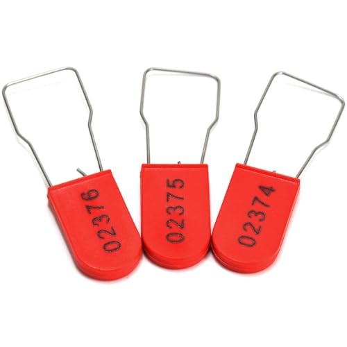 1000pcs Security Metal Wire Padlocks, Plastic Security Seals Disposable Anti-Tamper Tag Locks with Numbered Anti Tamper Tag Hasps (Red, 1000pcs) - color: Red, size: 1000pcs