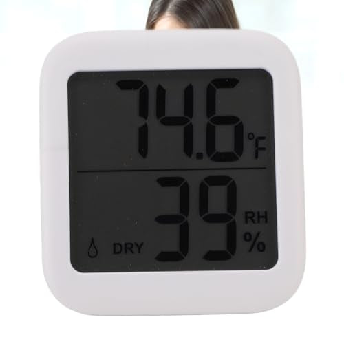 Digital Thermometer Hygrometer Accurate LCD Display Indoor Temperature Humidity Meter for Home Office Greenhouse ABS Black 2.68x2.93x0.59in