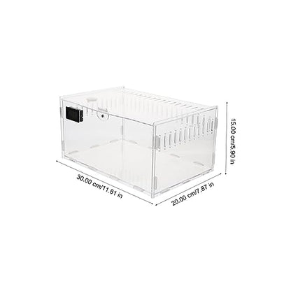 Transparent Reptile Breeding Box with Ventilation for Geckos Snakes Spiders Portable Lightweight Feeding Cage Suitable for Outdoor Pet Transport and Habitat Maintenance
