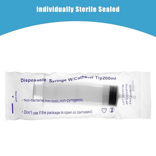 200ml Large Syringes, Individually Sterile Sealed Plastic Syringe for Liquid, Scientific Labs, Measurement, Pet Feeding ,Ink Refilling ,Oil or Glue Applicator(1 Pack) - style: 200ml