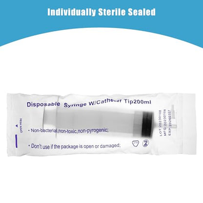 200ml Large Syringes, Individually Sterile Sealed Plastic Syringe for Liquid, Scientific Labs, Measurement, Pet Feeding ,Ink Refilling ,Oil or Glue Applicator(1 Pack) - style: 200ml