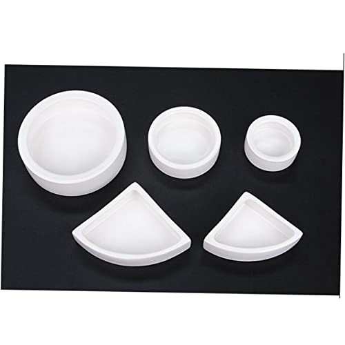 GALPADA 2Pcs Thicken Ceramics Reptile Food Dish Round Escape Feeding Bowl for Lizards Safe Space Saving Water Storage Basin Easy to Clean Reptile Supplies White