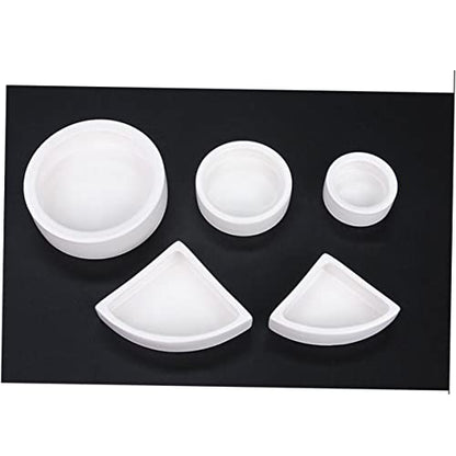 GALPADA 2Pcs Thicken Ceramics Reptile Food Dish Round Escape Feeding Bowl for Lizards Safe Space Saving Water Storage Basin Easy to Clean Reptile Supplies White