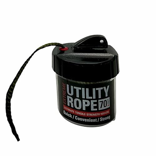Rapid Rope Canister, 70ft Olive Green Tactical Paracord, 1100lb Test, USA | Heavy Duty Poly Rope Test Cord, Non-Tangle Dispenser Included, For Hiking, Camping, Survival, Utility, Stocking Stuffer, Gift - size: 70ft, style: Olive Green