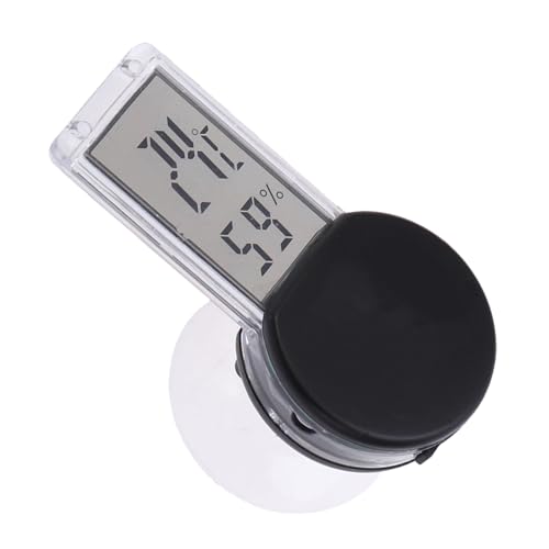 BESPORTBLE Thermometer Hygrometer with Sucker Mount for Reptile Terrarium Indoor Humidity and Temperature Portable Black for Home and Bedroom Use