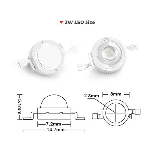 CHANZON 10 pcs High Power Led Chip on Board 3W Blue | (400mA - 500mA / DC 3V - 3.4V / 3 Watt) Super Bright Intensity SMD COB Light Emitter Components Diode Bulb Bead DIY Lighting - color: F) Blue