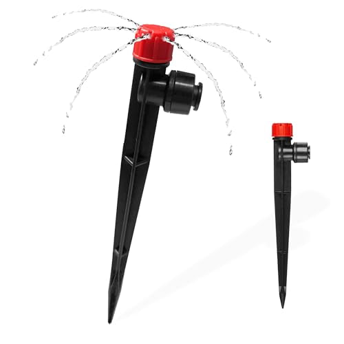 10PCS Push-to-Fit Drip Irrigation Emitters for 1/4 inch Irrigation Tubing, Adjustable 360 Degree Drip Emitter Sprayer with Stake, Irrigation Dripper Sprinklers for Drip Irrigation System - size: 10PCS Drip Irrigation Emitters Sprayer