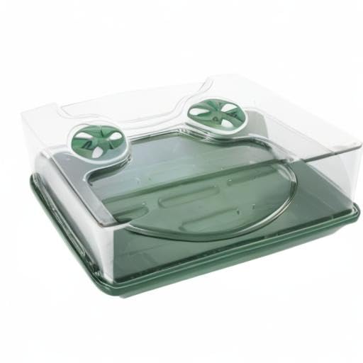 70738 Medium Domed Propagator, 15" x 9" x 7", Black/Dark Green - size: Medium without Extenders