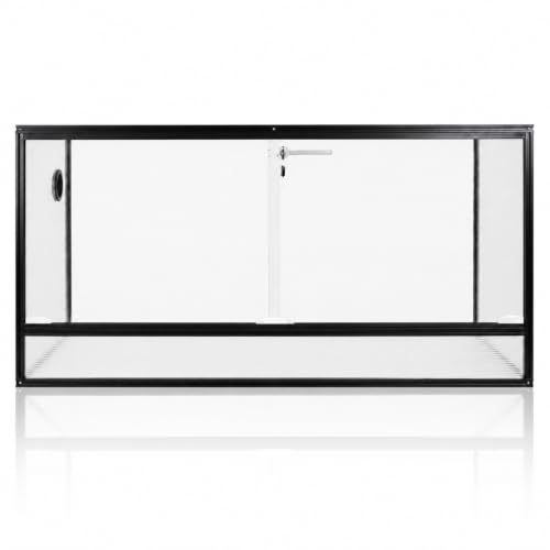 120 Gallon Bearded Dragon Tank, 48x24x24 Reptile Enclosure, Black | 4x2x2 reptile tank, Aluminum Frame, Tempered Glass Sliding Doors, Cable Port - color: Black