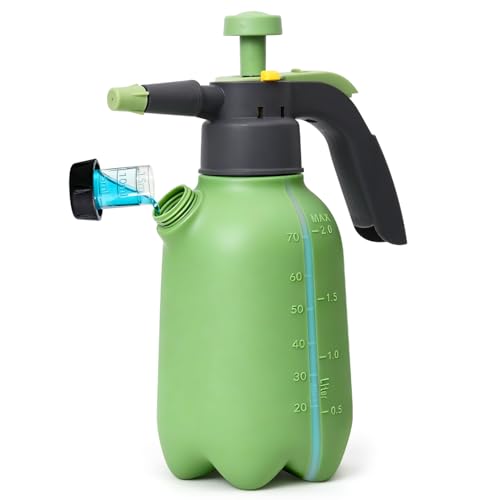 T4U Pump Sprayer 0.5 Gallon, Garden Spray Bottle with Short Nozzle | Hand pressure sprayer with adjustable brass nozzle for plant watering, lawn care, fertilizing, pest control and home cleaning - size: Short Nozzle