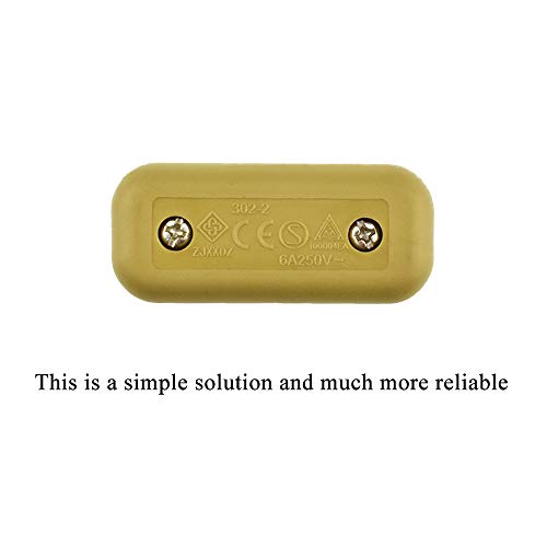 HAHIYO 6A 250V Inline Cord Switch Rocker Button Double Pole Feed-Through Control Switch Compact Wiring Design Easy Install Multi-Function 2 PCS for Kitchen Lights Bedroom Table Lamp Light Gauge Wire