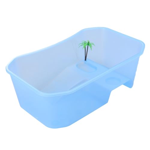 GANAZONO Plastic Turtle Tank with Drying Platform for Swimming and Hibernation, Sturdy Plastic Container for Small Turtles, Reptile Habitat Terrarium with Open Top Design