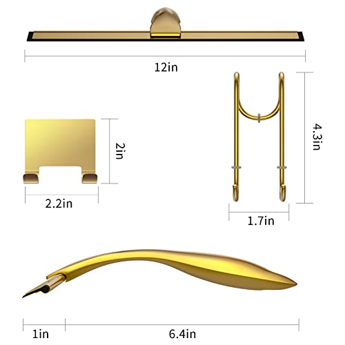 Shower Squeegee for Glass Door 12-Inch Stainless Steel Bathroom Squeegee Window Wiper, 100% Streak-Free, Includes Shower Door Hook and Adhesive Hook, for Window Mirror Tiles Car All-Purpose Squeegee - color: Gold, size: 12-Inch