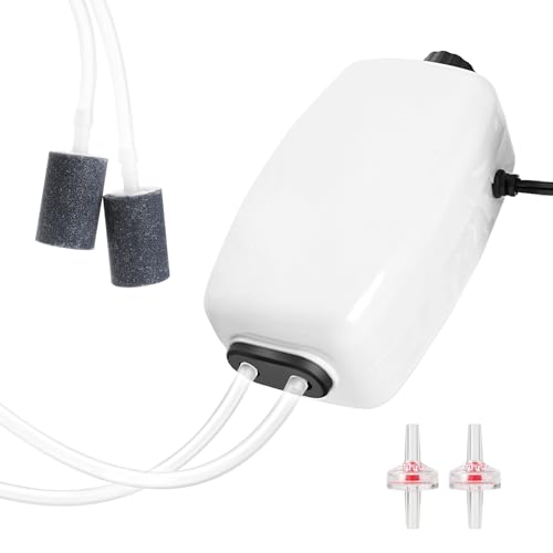 AQUANEAT Aquarium Air Pump for 20-210 Gallon Tank, Fish Air Bubbler, Hydroponic Oxygen Aerator with Stones, Airline Tubing, Check Valves - size: 100-150 Gallons