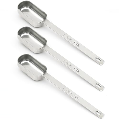 3PCS 1TBSP(15ML) Measuring Spoon, Stainless Steel Long Handle Teaspoons | High Precision, Food-Grade Stainless Steel, ‌Rust-Free, Dishwasher-Safe, Easy-Read Markings, Multi-Purpose, Sturdy & Durable - size: 1tbsp|3tsp|15ml|1/16cup|1/2oz