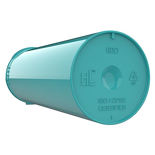 60 Dram CR Plastic Packaging Pop Top Containers - Child Resistant Travel Holder Vial Bottles - 75 qty (Aqua) - color: Aqua