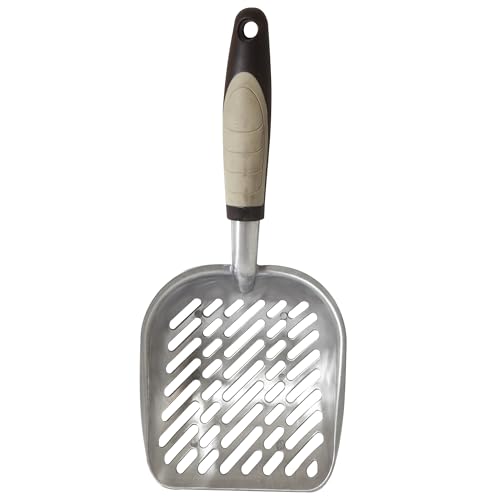Petmate Metal Cat/Kitty Litter Scoop, Deep Shovel, Premium Non-Stick Large Scooper with Non-Slip Handle & Curved Design for Maximum Coverage